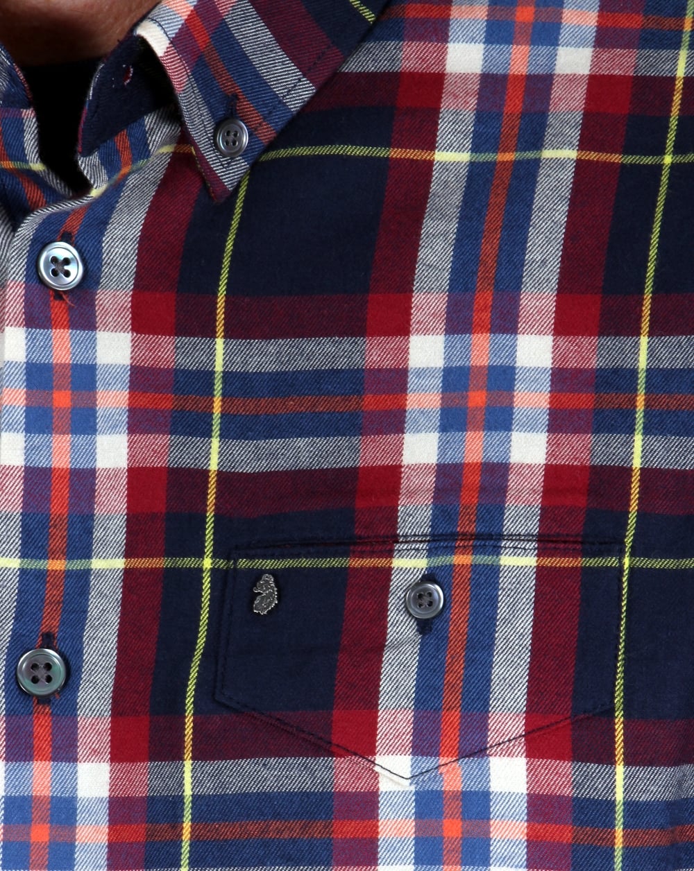 Luke Flanellhemd mit Karomuster, Marineblau