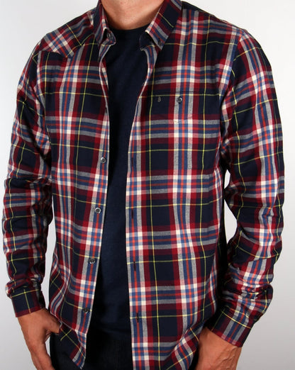 Luke Flanellhemd mit Karomuster, Marineblau