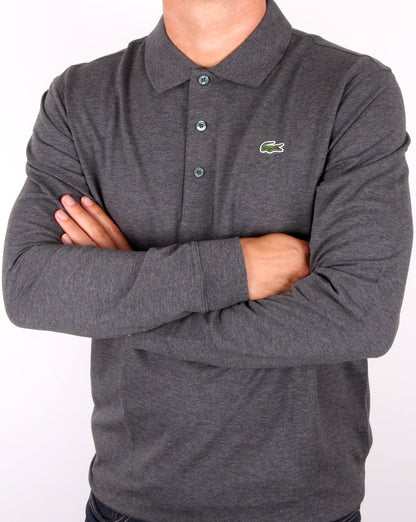 Lacoste Langarm-Polo Dunkelgrau