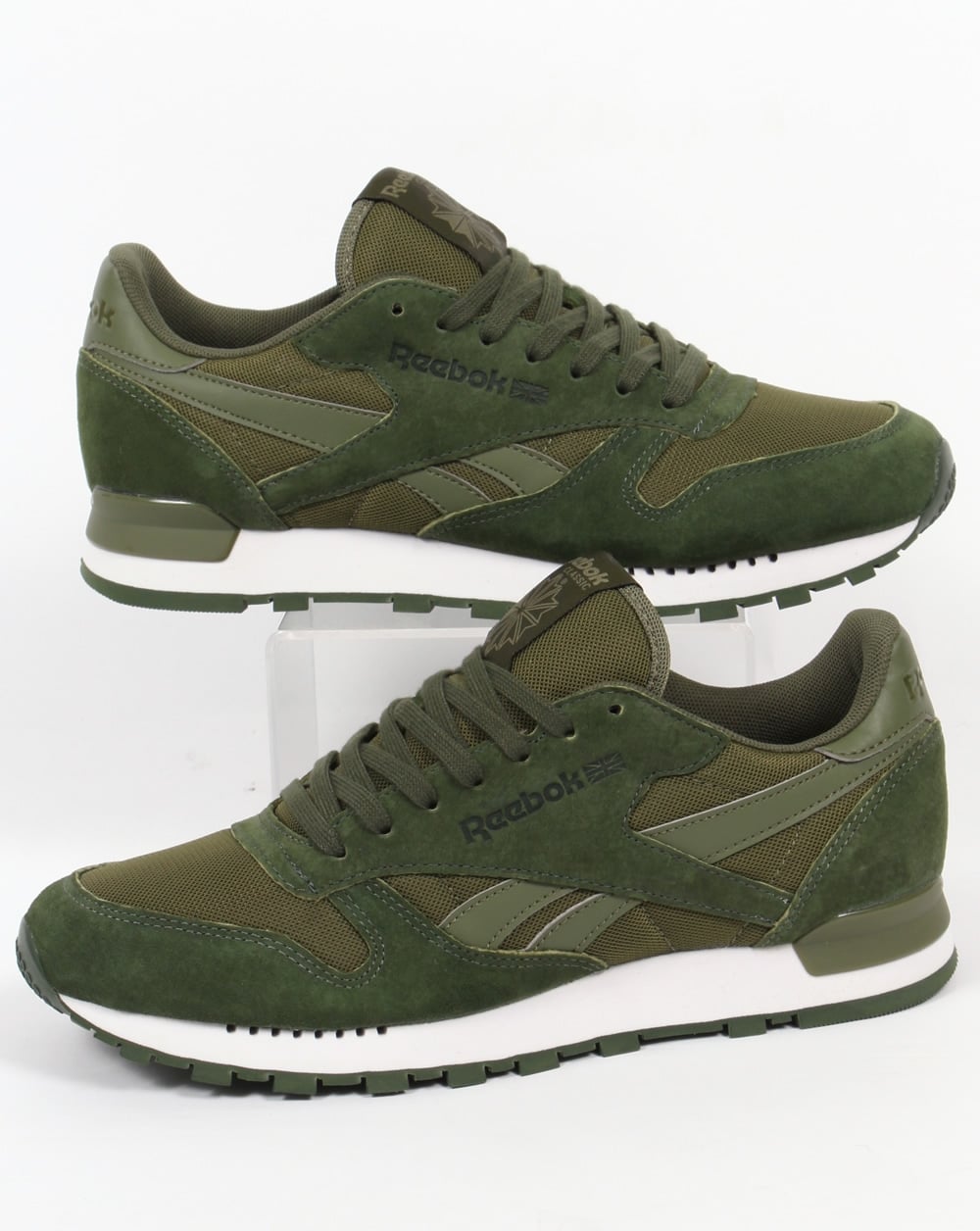 Reebok – Klassische Leder-Clip-Sneaker in Moosgrün
