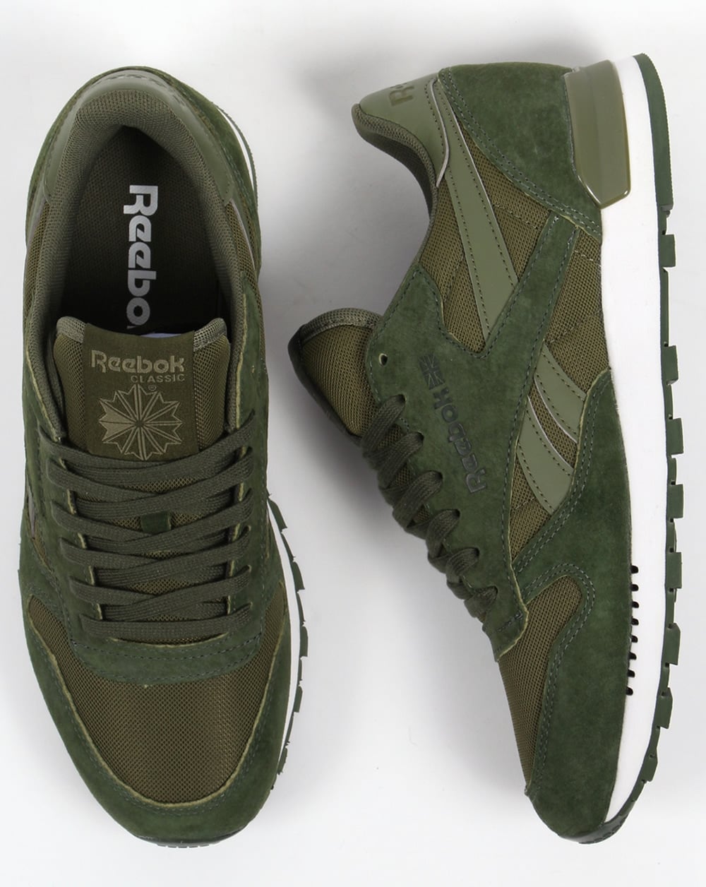 Reebok – Klassische Leder-Clip-Sneaker in Moosgrün