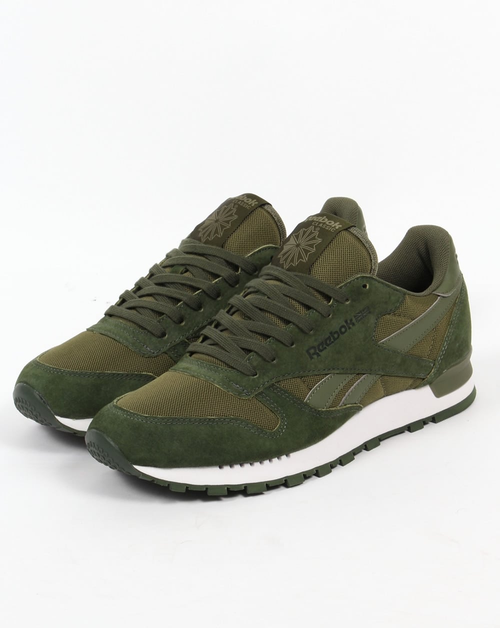 Reebok – Klassische Leder-Clip-Sneaker in Moosgrün