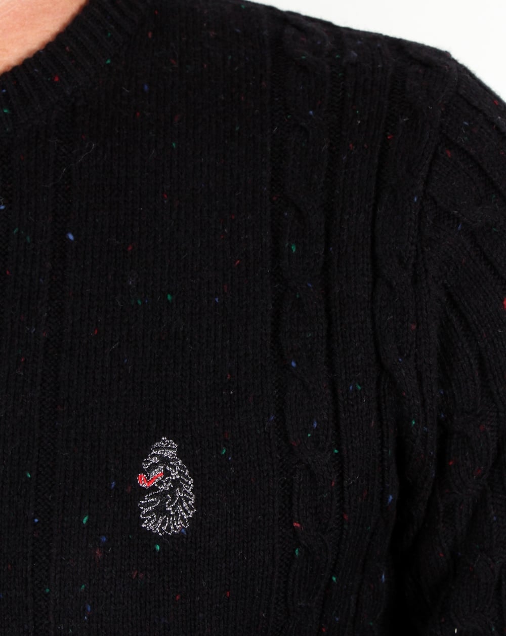 Luke Horton – Zopfmusterpullover in Schwarz