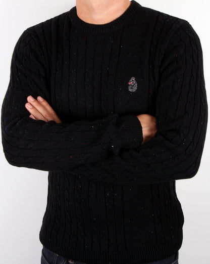Luke Horton – Zopfmusterpullover in Schwarz