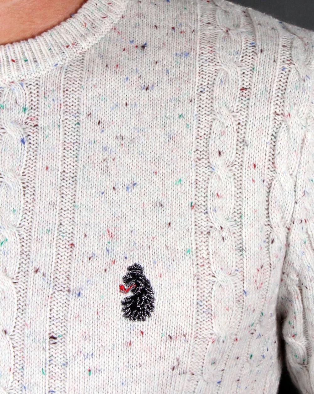 Luke Horton – Zopfmusterpullover in Antikweiß