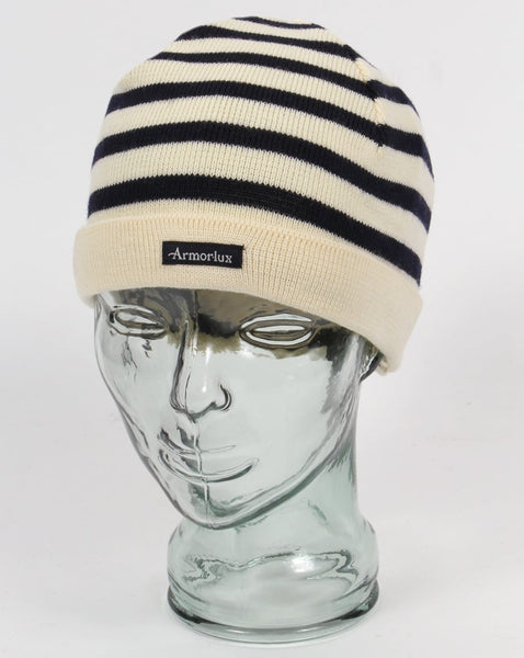 Armor-lux Striped Beanie Hat Nature/Navy