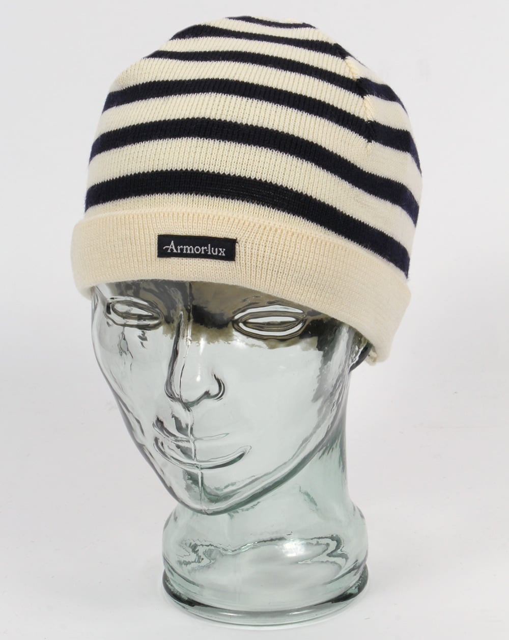 Armor-lux Gestreifte Beanie-Mütze Natur/Marineblau