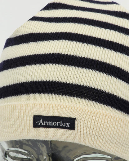 Armor-lux Gestreifte Beanie-Mütze Natur/Marineblau