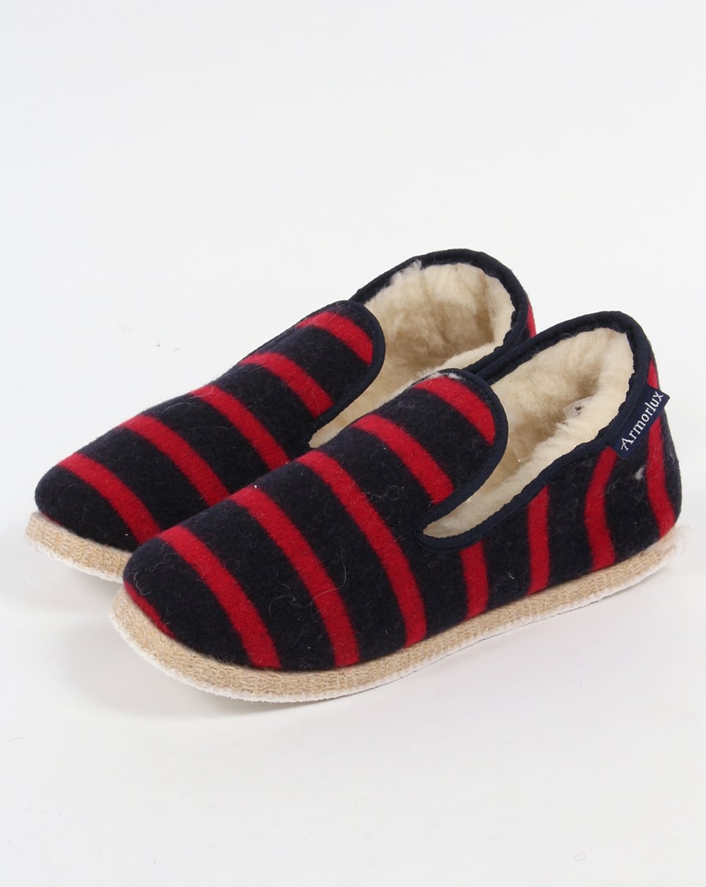 Armor-lux Wollpantoffeln Marineblau/Rot