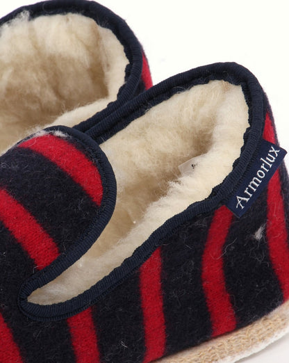 Armor-lux Wollpantoffeln Marineblau/Rot