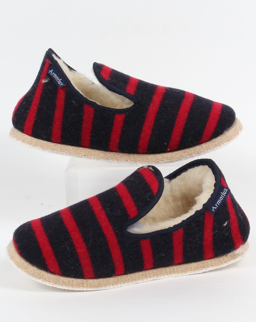 Armor-lux Wollpantoffeln Marineblau/Rot