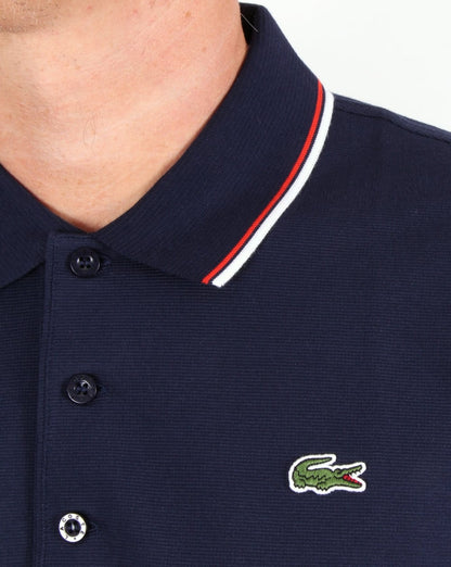 Lacoste Poloshirt mit Streifen Marineblau/Rot