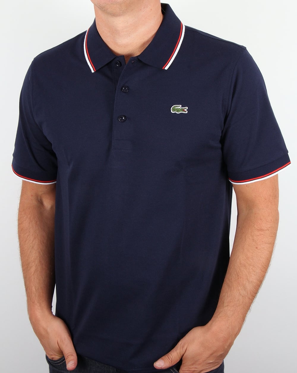 Lacoste Tipped Polo Shirt Navy/Red