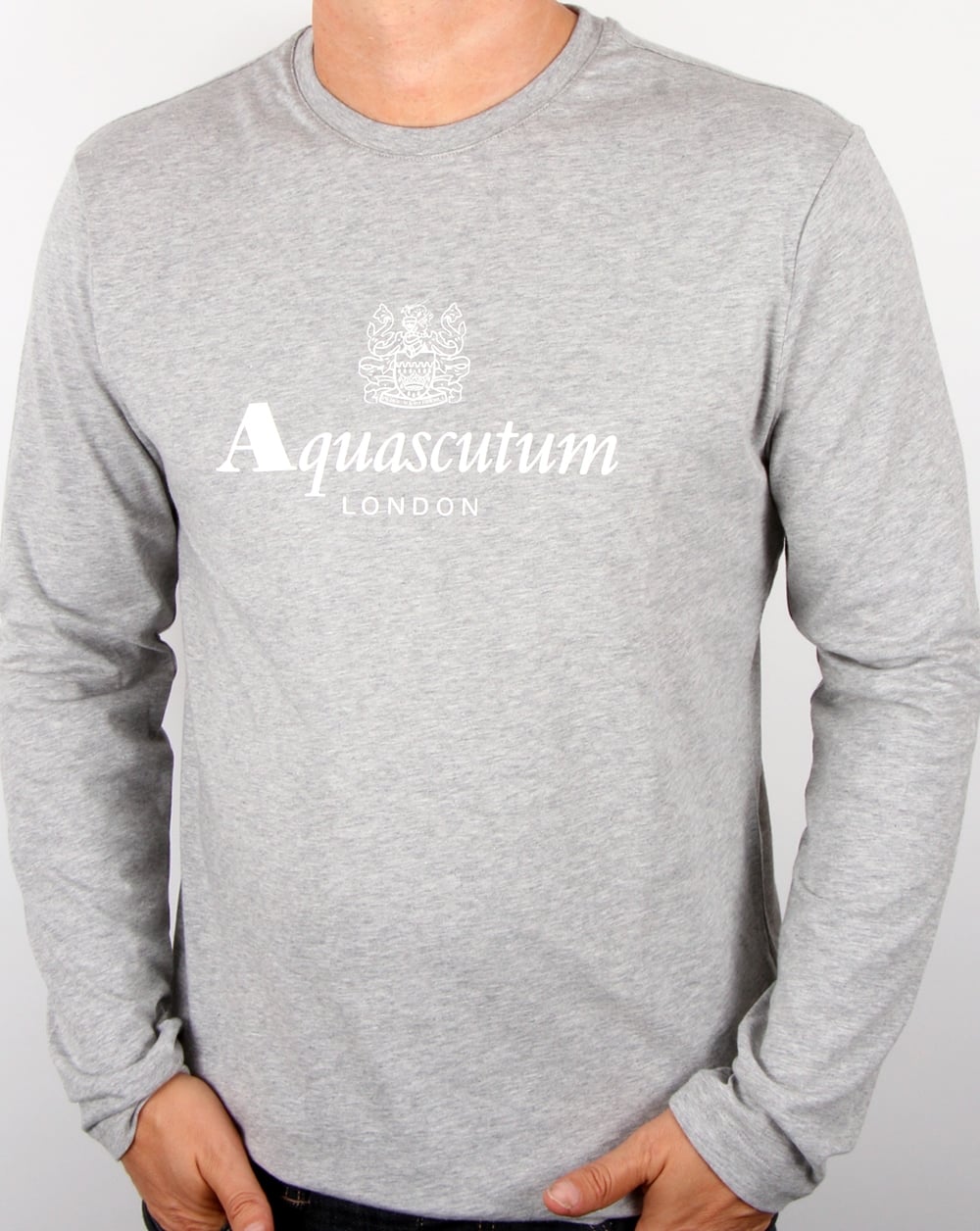 Aquascutum Langarm-T-Shirt Graumeliert