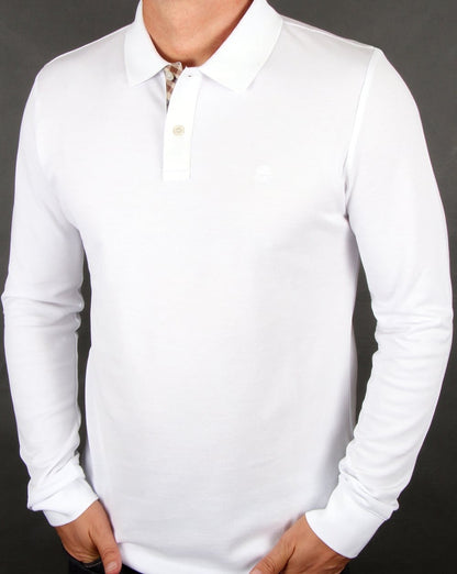 Aquascutum Hilton Langarm-Poloshirt Weiß
