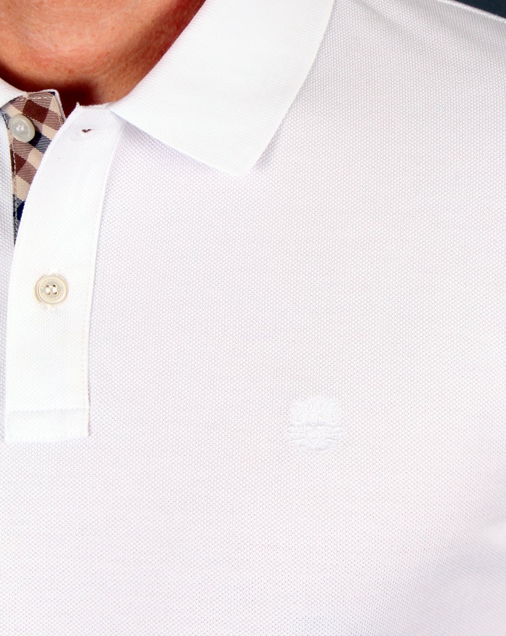 Aquascutum Hilton Langarm-Poloshirt Weiß