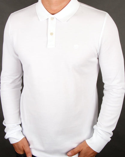 Aquascutum Hilton Langarm-Poloshirt Weiß