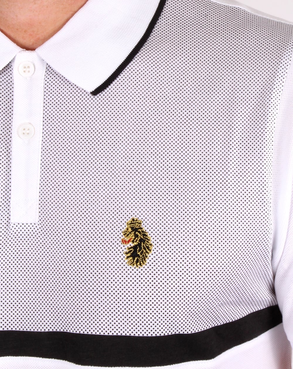 Luke Modern Classik Poloshirt mit Reißverschluss, Weiß