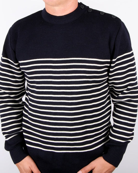 80scasualclassics Armor-lux Dumet Gestreifter Matrosenpullover Reiches Marineblau/Natur