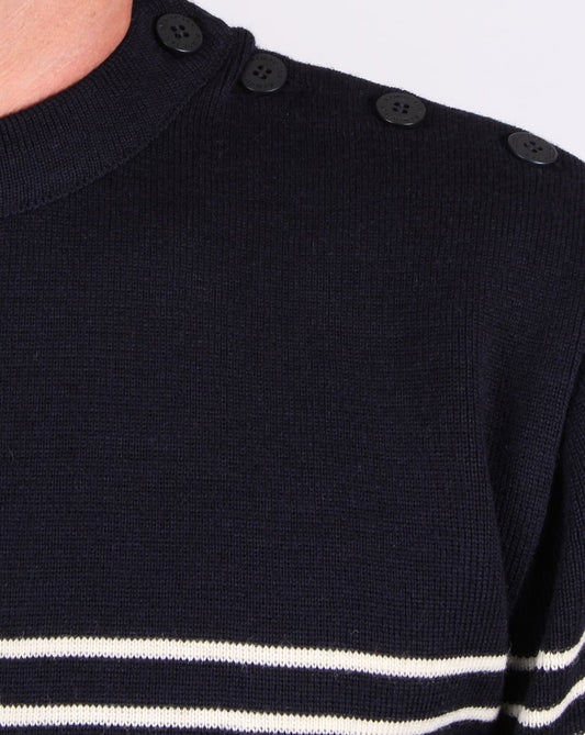 80scasualclassics Armor-lux Dumet Gestreifter Matrosenpullover Reiches Marineblau/Natur