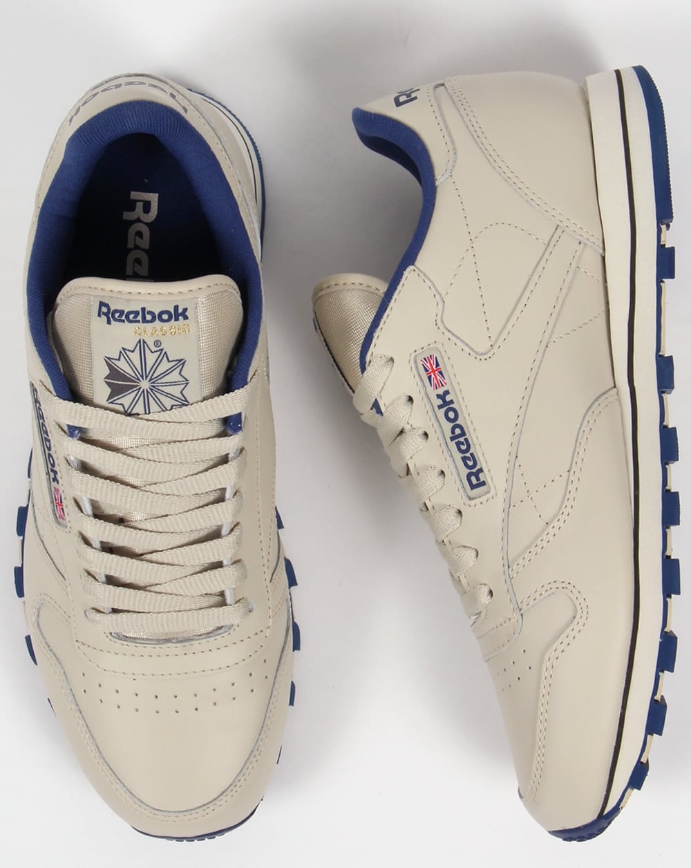 Reebok Classic Leather Trainers Ecru/Navy
