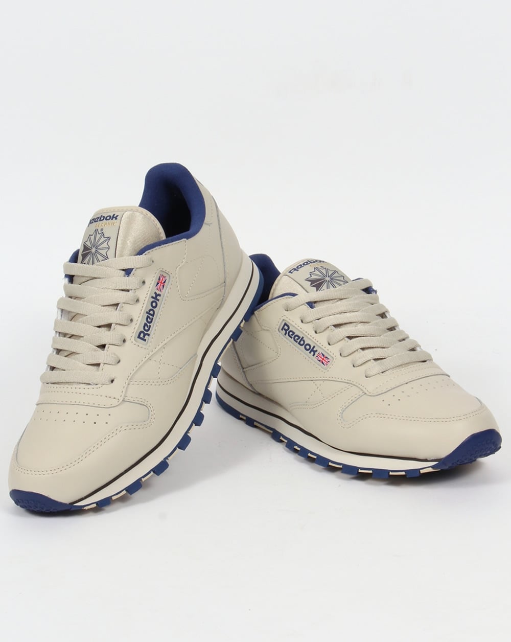 Reebok Classic Leather Trainers Ecru/Navy
