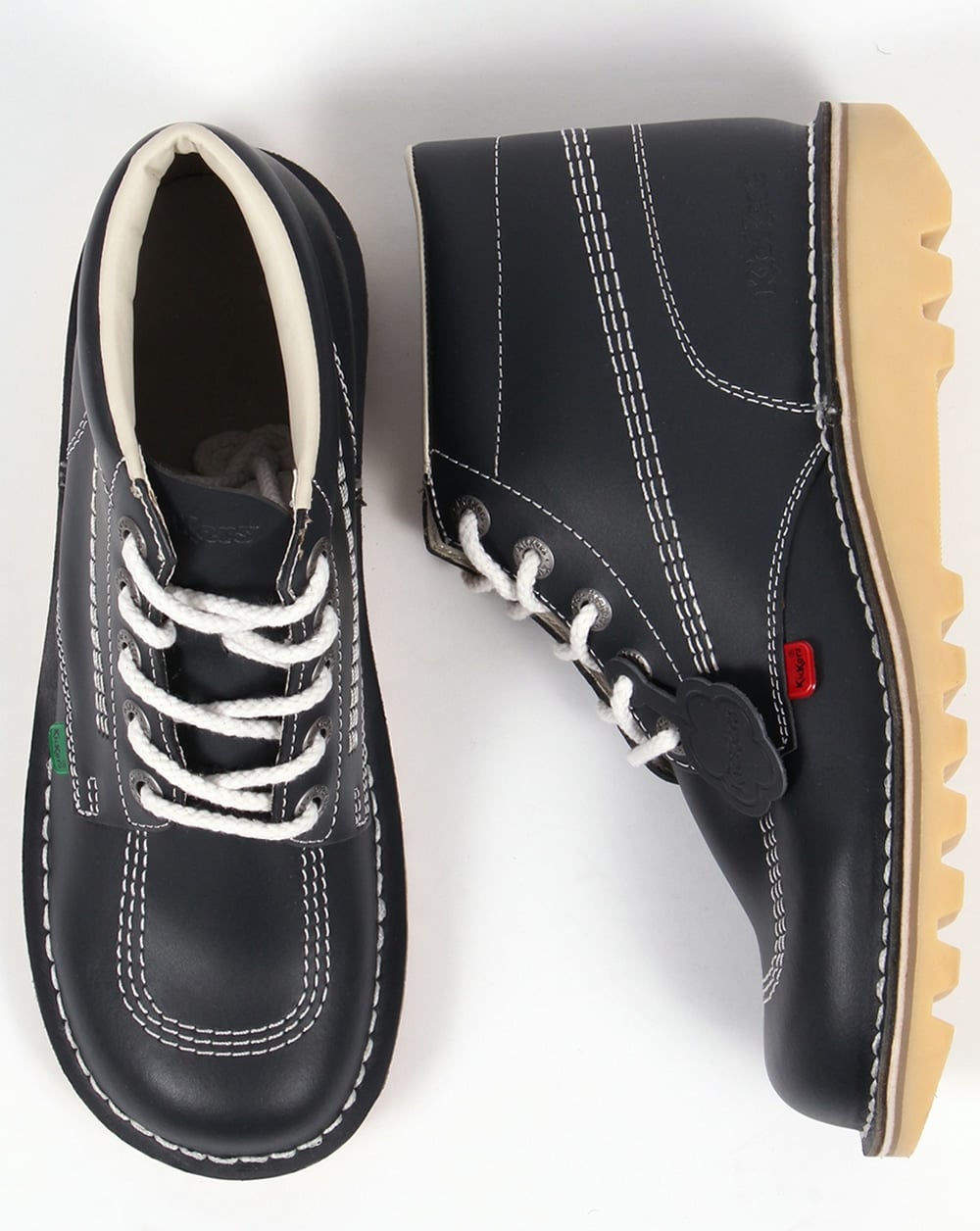 Kickers Kick Hi Boots In Leather Navy