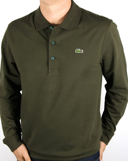 Lacoste Langarm-Poloshirt Khakigrün