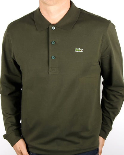 Lacoste Langarm-Poloshirt Khakigrün