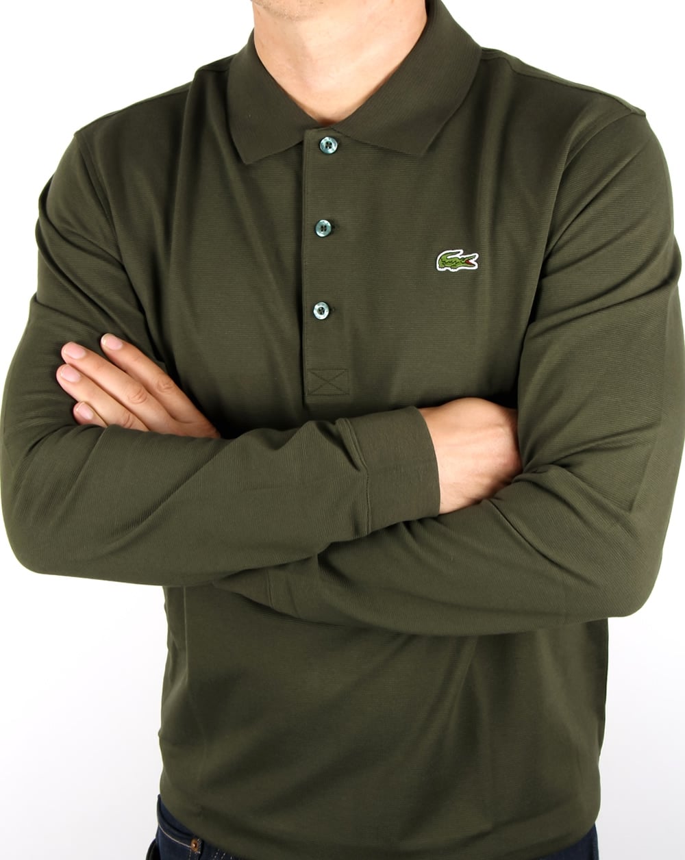 Lacoste Langarm-Poloshirt Khakigrün