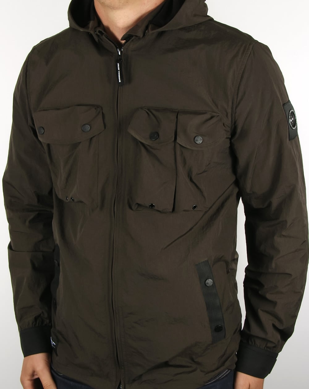 Marshall Artist – Hemdjacke mit Kapuze und mehreren Taschen, Khaki