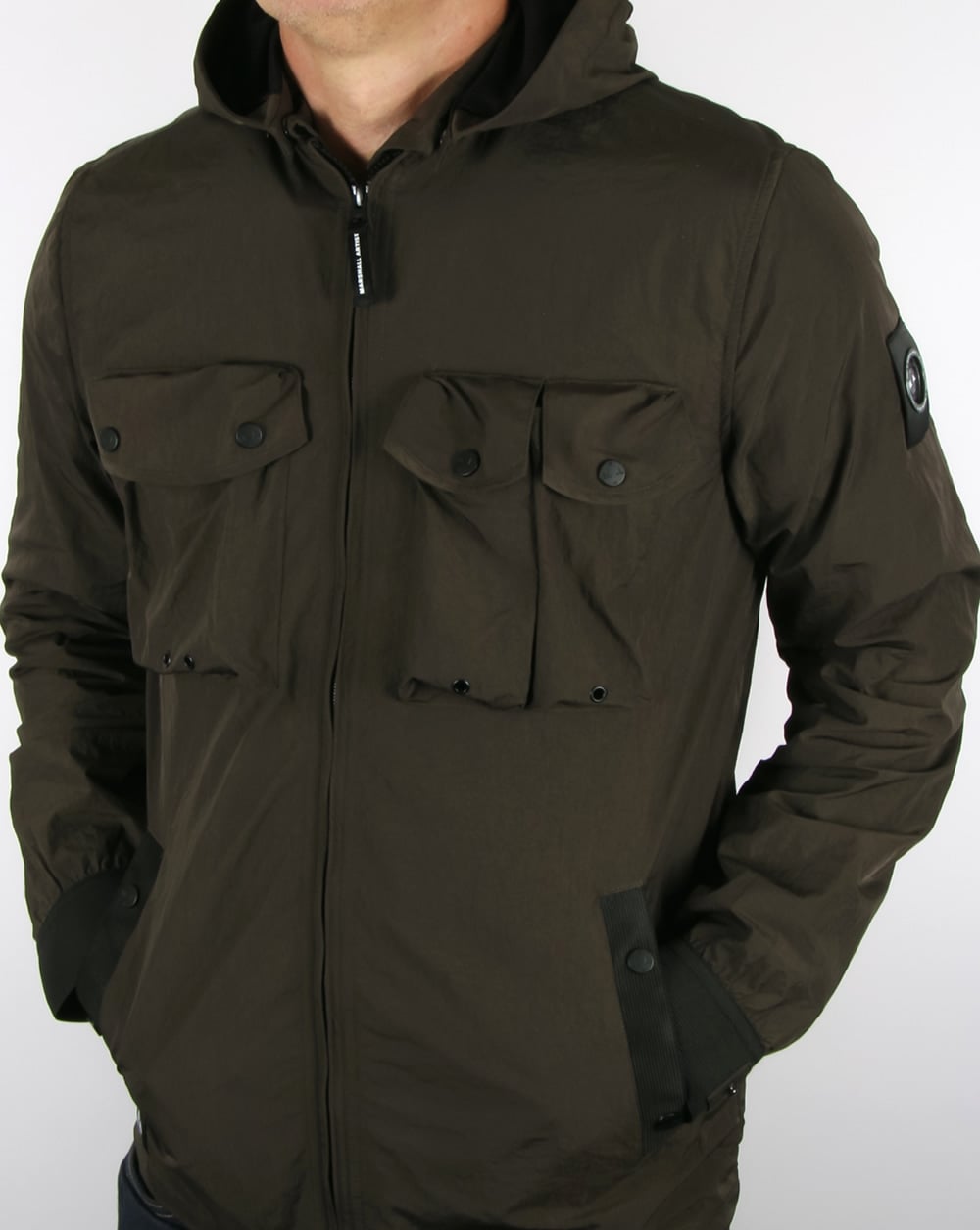 Marshall Artist – Hemdjacke mit Kapuze und mehreren Taschen, Khaki