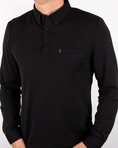Gabicci Vintage Langarm-Poloshirt Schwarz