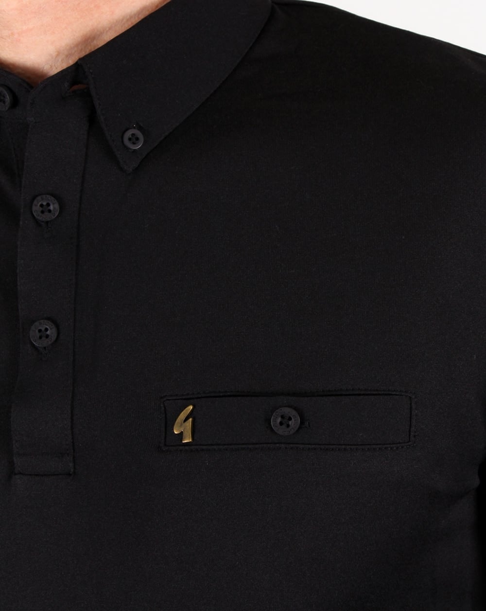Gabicci Vintage Langarm-Poloshirt Schwarz