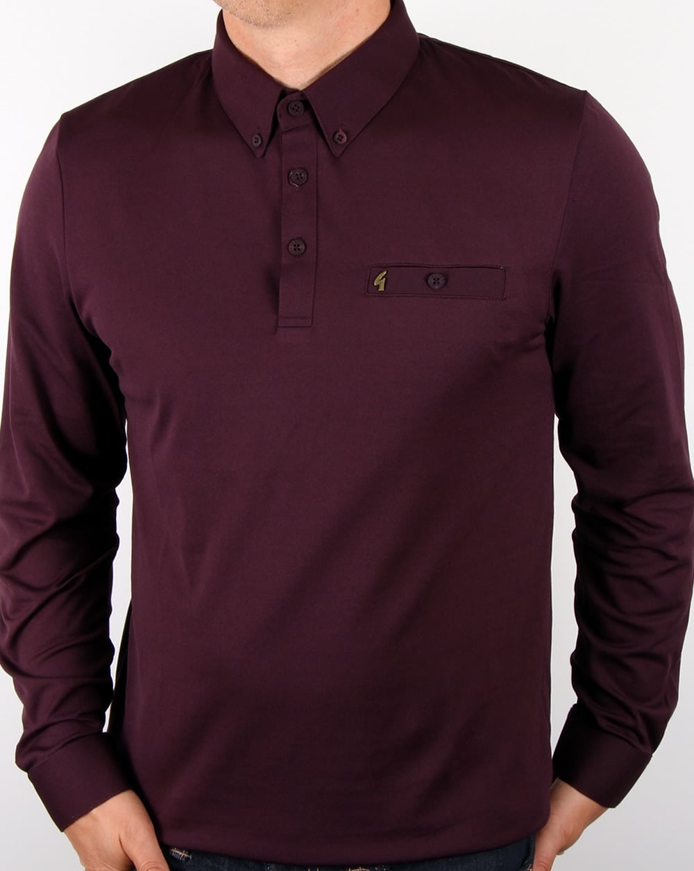 Gabicci Vintage Langarm-Poloshirt Mulberry