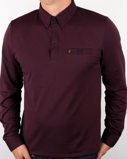 Gabicci Vintage Langarm-Poloshirt Mulberry