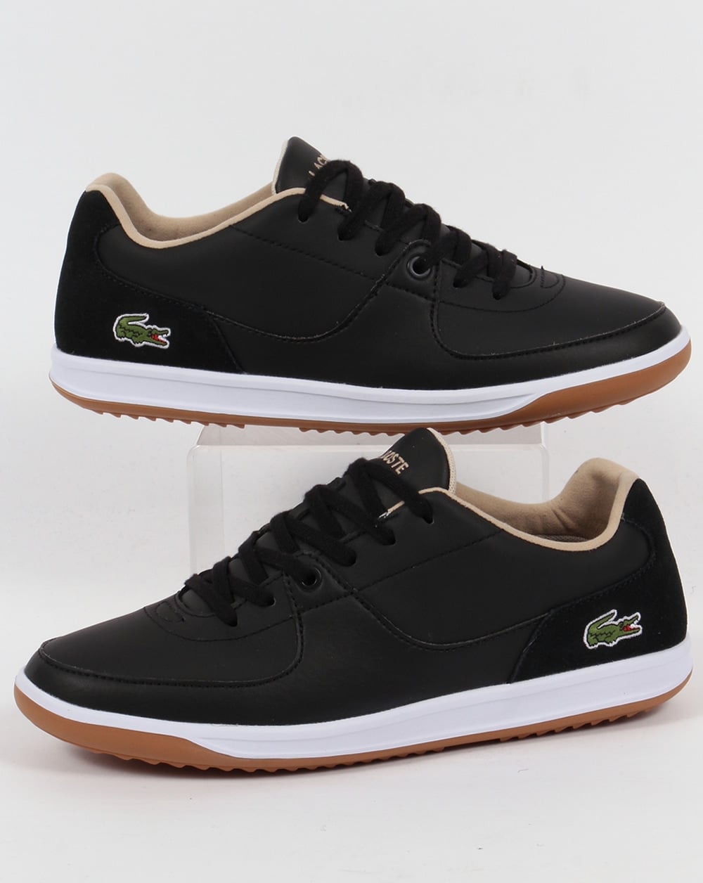 Lacoste – LS 12 – Minimal – Gerippte Sneaker in Schwarz