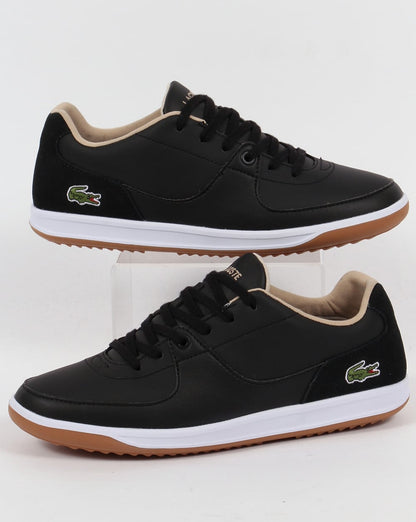 Lacoste – LS 12 – Minimal – Gerippte Sneaker in Schwarz