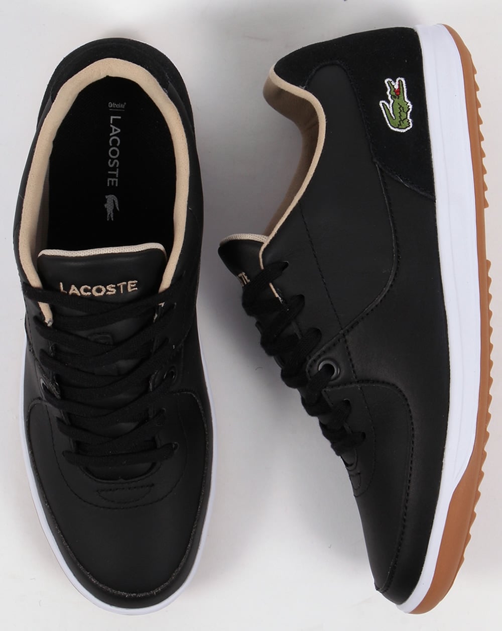Lacoste – LS 12 – Minimal – Gerippte Sneaker in Schwarz