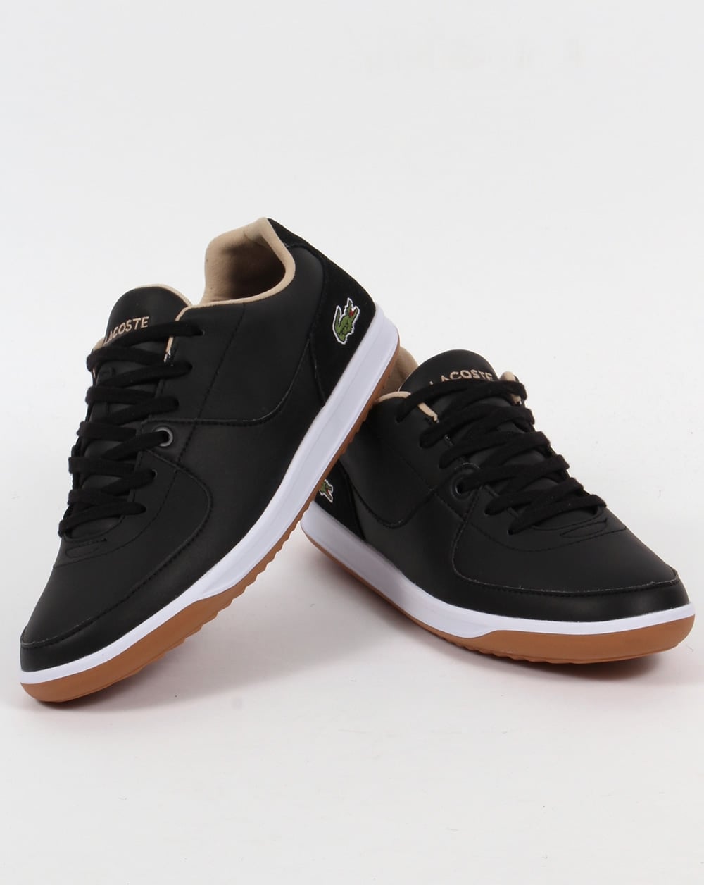 Lacoste – LS 12 – Minimal – Gerippte Sneaker in Schwarz