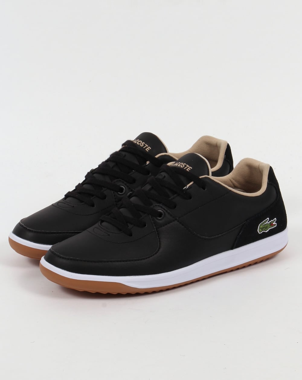 Lacoste – LS 12 – Minimal – Gerippte Sneaker in Schwarz
