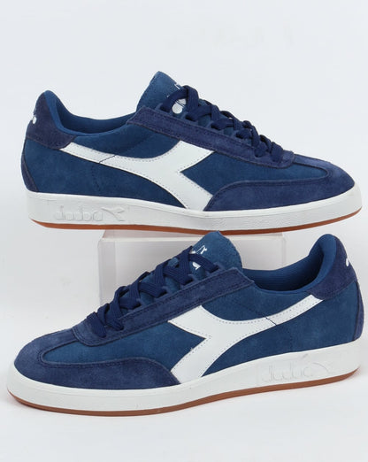 Diadora B Original Wildleder-Sneakers Marineblau/Weiß