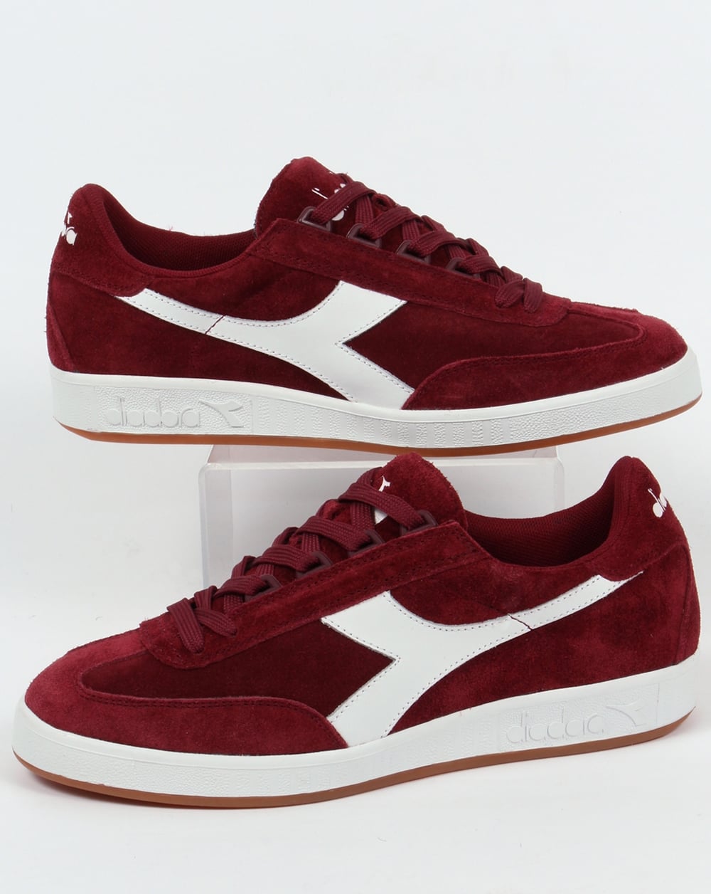 Diadora B Original Wildleder-Sneaker Burgunderrot/Weiß