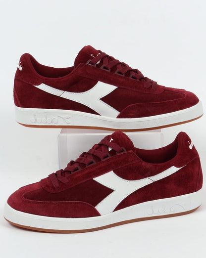Diadora B Original Wildleder-Sneaker Burgunderrot/Weiß