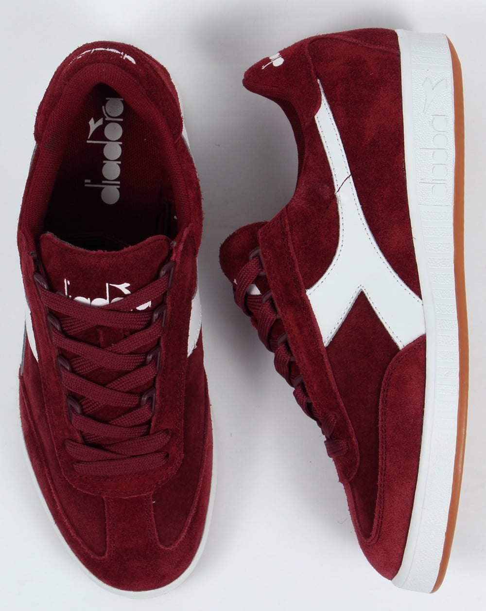Diadora B Original Wildleder-Sneaker Burgunderrot/Weiß