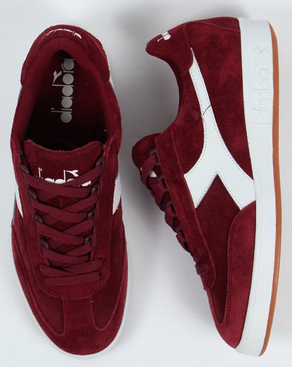 Diadora B Original Wildleder-Sneaker Burgunderrot/Weiß