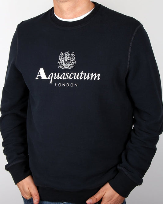 Aquascutum Aquascutum Henry Sweatshirt mit Rundhalsausschnitt, Marineblau