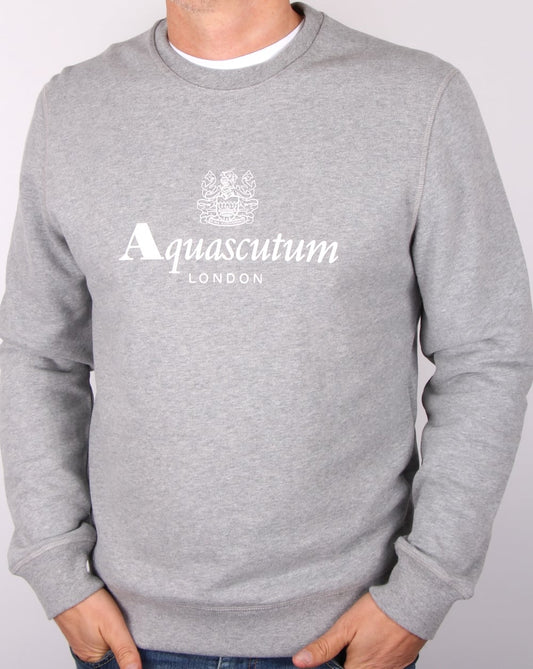 Aquascutum Aquascutum Henry Sweatshirt mit Rundhalsausschnitt, Graumeliert