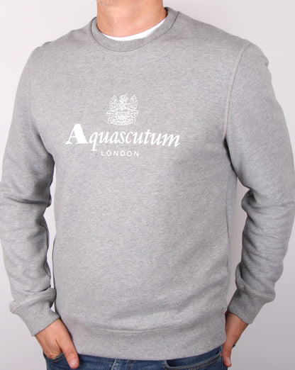 Aquascutum Henry Sweatshirt mit Rundhalsausschnitt, Graumeliert