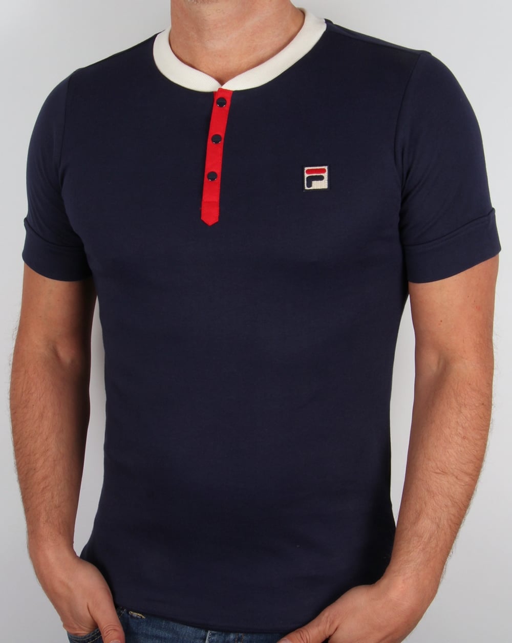 Fila Vintage Bertolucci Grandad T-Shirt Marineblau